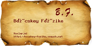 Böcskey Füzike névjegykártya